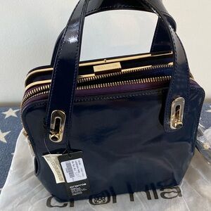 NWT Blue and purple/brown Cromia leather bag